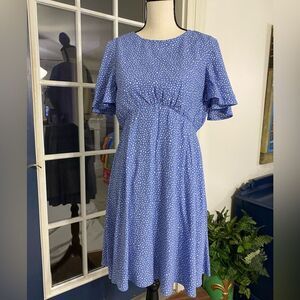 Gianni Bini Periwinkle Blue and White Polka Dot Dress - Size Medium